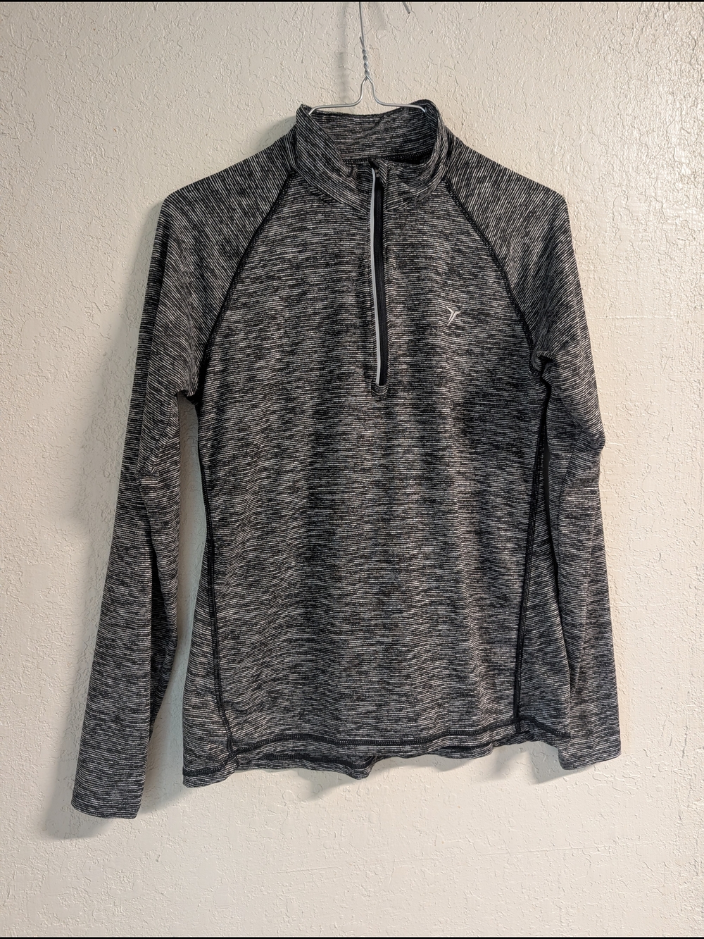 Old Navy Active Black and White Heathered Half-Zip Pullover S Light Breathable
